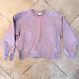 Aritzia TNA Cozy Fleece Perfect Fit Crewneck Sweatshirt XL Mauve